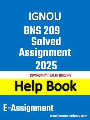 IGNOU BNS 209 Solved Assignment 2025