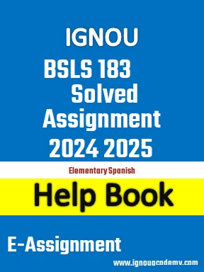 IGNOU BSLS 183 Solved Assignment 2024 2025