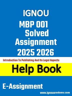 IGNOU MBP 001 Solved Assignment 2025 2026