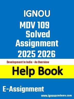 IGNOU MDV 109 Solved Assignment 2025 2026