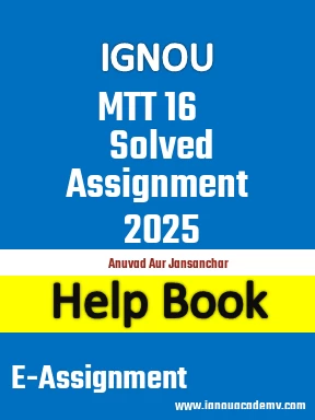 IGNOU MTT 16 Solved Assignment 2025
